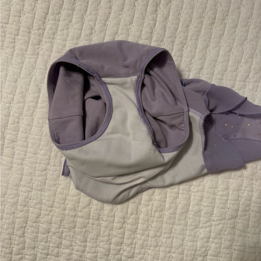Bloch Lavender Kids Dance Leotard with Ruffled Soarkly Flutter Sleeves 4/5 - Picture 8 of 10